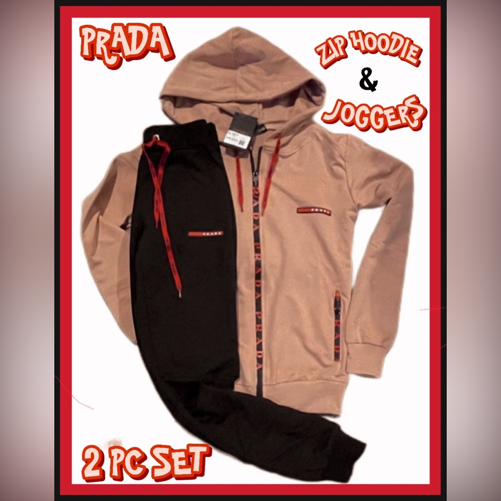NEW 2PC SET PRADA ZIP HOODIE & JOGGERS OUTFIT TRACK SUIT 3 colors available
